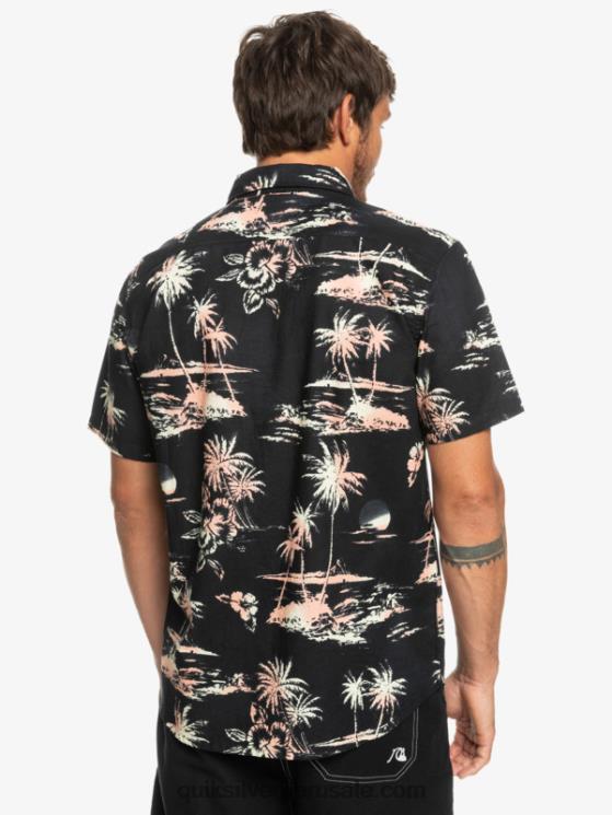 Quiksilver N8LNT1369 hombres flujo de aire negro camisa de manga corta con flujo de aire
