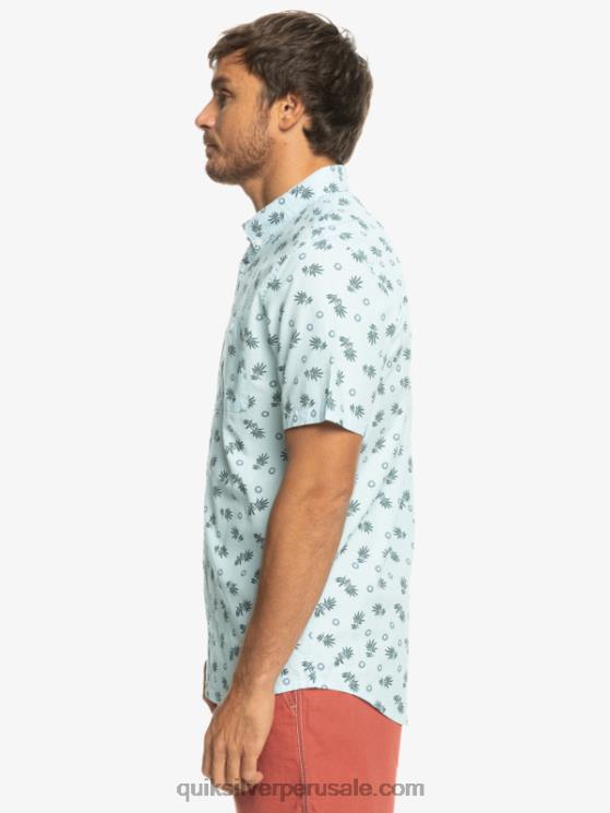 Quiksilver N8LNT1389 hombres cielo azul del océano camisa de manga corta del océano al paraíso