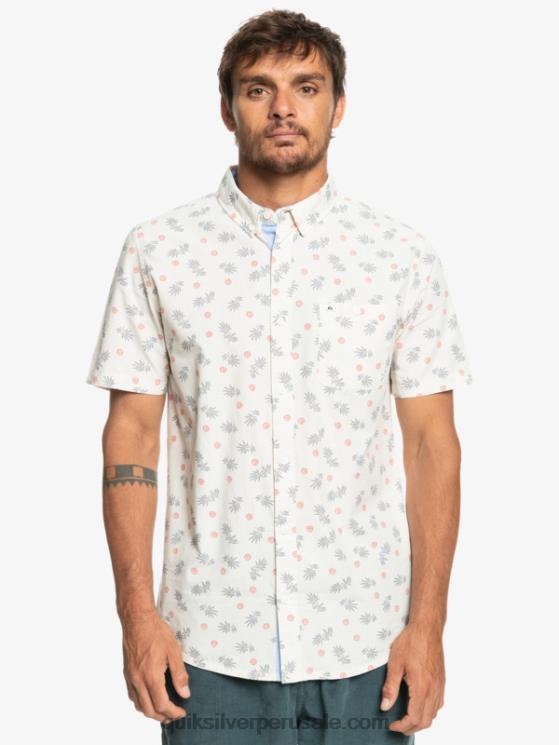 Quiksilver N8LNT1390 hombres blanco del océano camisa de manga corta del océano al paraíso