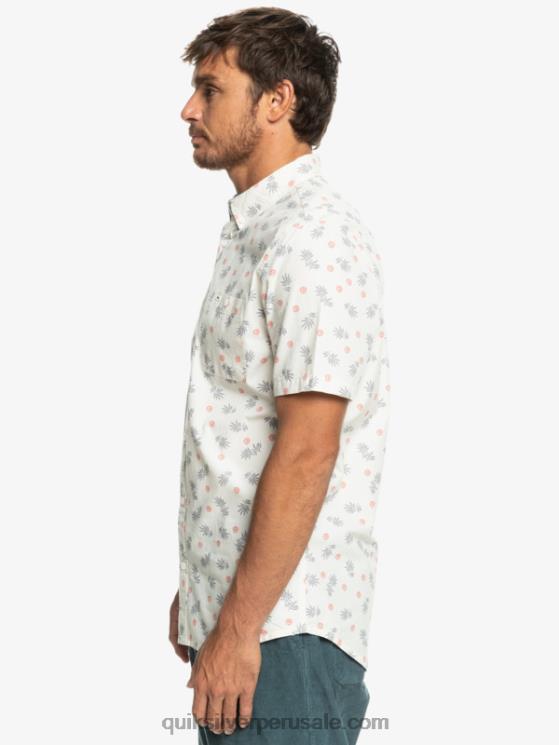 Quiksilver N8LNT1390 hombres blanco del océano camisa de manga corta del océano al paraíso