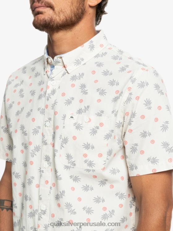 Quiksilver N8LNT1390 hombres blanco del océano camisa de manga corta del océano al paraíso