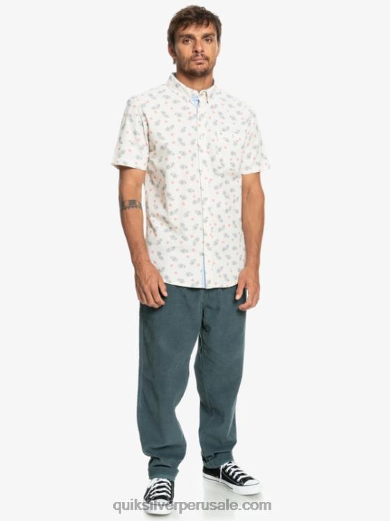 Quiksilver N8LNT1390 hombres blanco del océano camisa de manga corta del océano al paraíso
