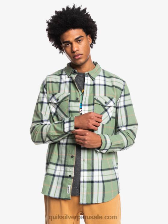 Quiksilver N8LNT1427 hombres loden frost tramo de tilo camisa de franela elástica de manga larga de tilo
