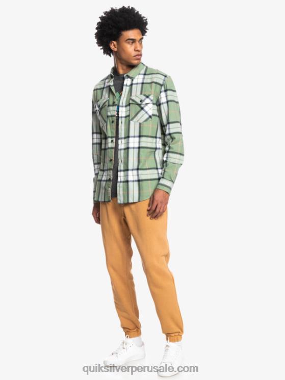Quiksilver N8LNT1427 hombres loden frost tramo de tilo camisa de franela elástica de manga larga de tilo