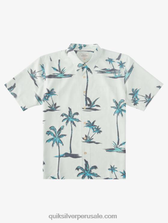 Quiksilver N8LNT1500 hombres brisa de mar verde sutil Camisa hawaiana de manga corta Waterman Sea Breezer