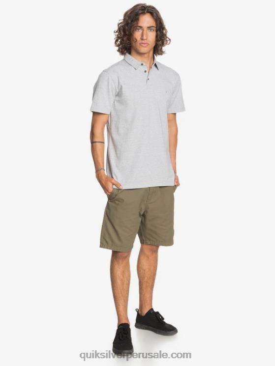Quiksilver N8LNT1552 hombres brezo gris claro polo de manga corta de crucero de sol todos los días