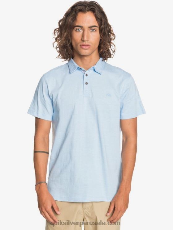 Quiksilver N8LNT1553 hombres azul aireado polo de manga corta de crucero de sol todos los días