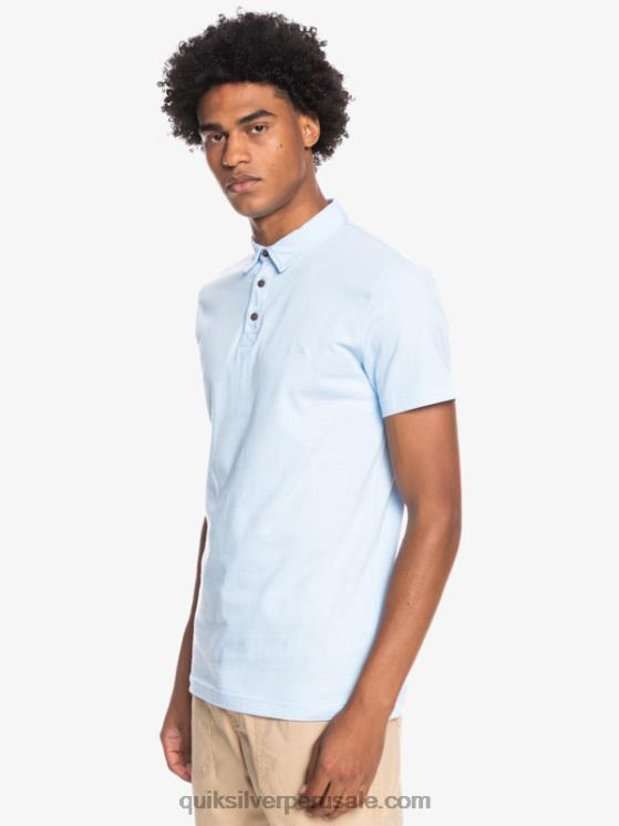 Quiksilver N8LNT1553 hombres azul aireado polo de manga corta de crucero de sol todos los días