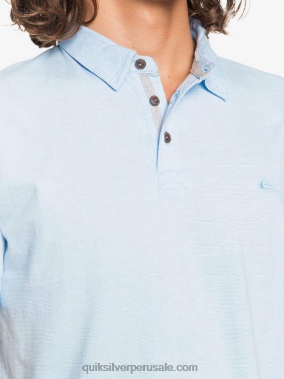 Quiksilver N8LNT1553 hombres azul aireado polo de manga corta de crucero de sol todos los días
