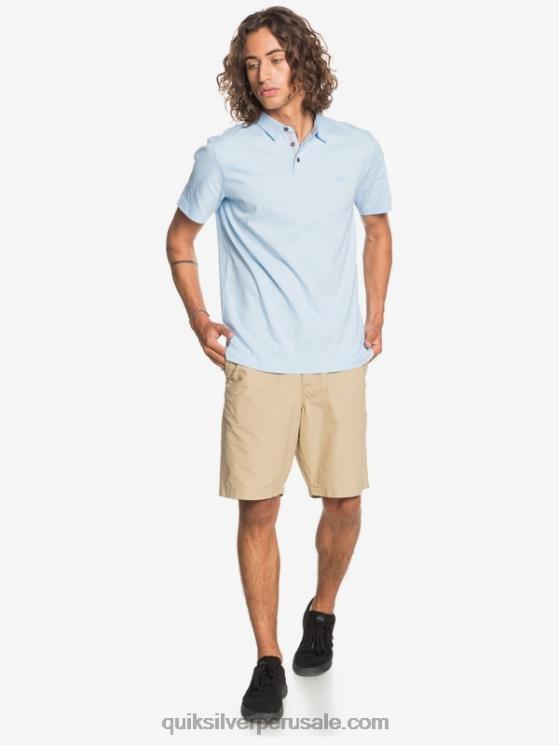 Quiksilver N8LNT1553 hombres azul aireado polo de manga corta de crucero de sol todos los días