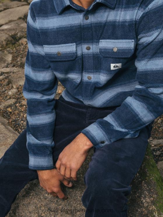 Quiksilver N8LNT1556 hombres blazer azul marino con rayas de franela camisa de franela de manga larga de días de surf