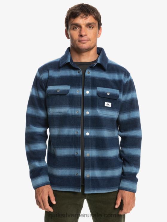 Quiksilver N8LNT1556 hombres blazer azul marino con rayas de franela camisa de franela de manga larga de días de surf