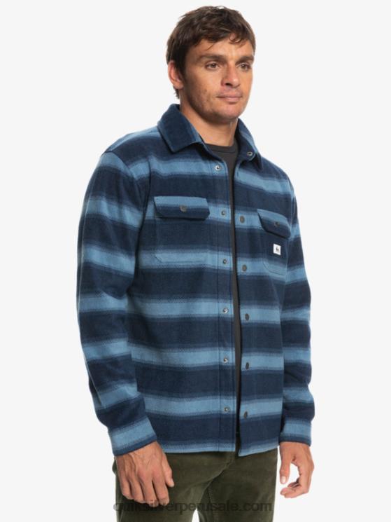 Quiksilver N8LNT1556 hombres blazer azul marino con rayas de franela camisa de franela de manga larga de días de surf