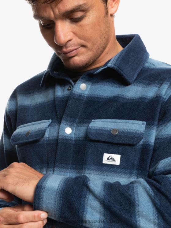 Quiksilver N8LNT1556 hombres blazer azul marino con rayas de franela camisa de franela de manga larga de días de surf