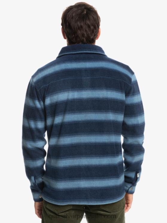 Quiksilver N8LNT1556 hombres blazer azul marino con rayas de franela camisa de franela de manga larga de días de surf