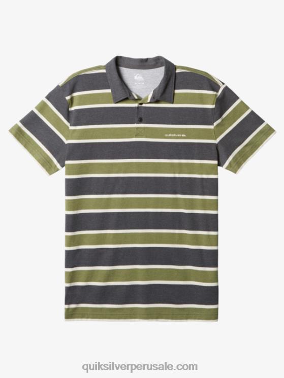 Quiksilver N8LNT1623 hombres asfalto a rayas lite 3 playera tipo polo de manga corta con rayas ligeras