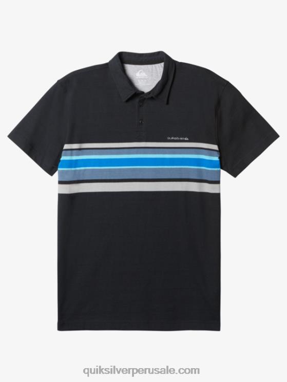Quiksilver N8LNT1624 hombres rayado negro lite1 playera tipo polo de manga corta con rayas ligeras