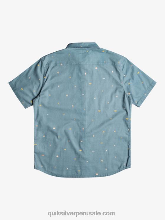 Quiksilver N8LNT1629 hombres azul provincial espaciado camisa de manga corta espaciada