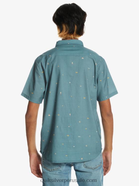 Quiksilver N8LNT1629 hombres azul provincial espaciado camisa de manga corta espaciada