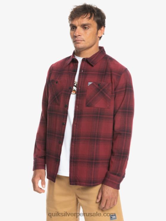 Quiksilver N8LNT1691 hombres vino rubí saturno camisa de manga larga a cuadros saturno