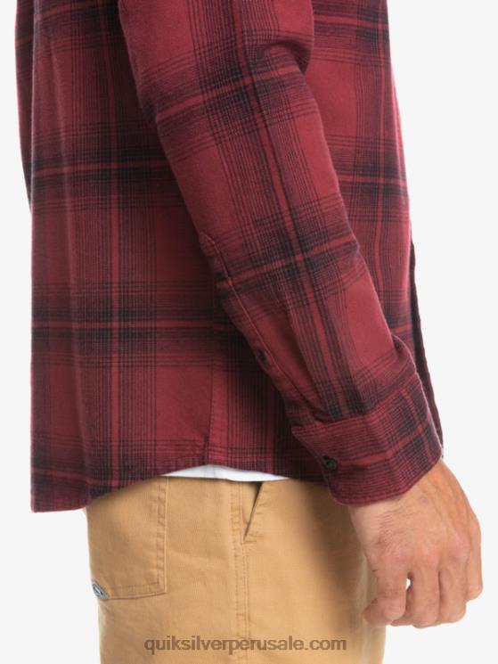 Quiksilver N8LNT1691 hombres vino rubí saturno camisa de manga larga a cuadros saturno