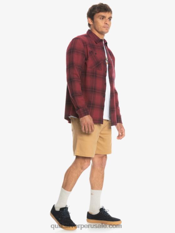 Quiksilver N8LNT1691 hombres vino rubí saturno camisa de manga larga a cuadros saturno