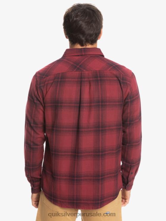 Quiksilver N8LNT1691 hombres vino rubí saturno camisa de manga larga a cuadros saturno