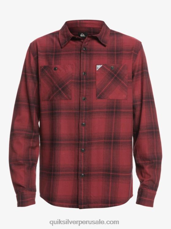 Quiksilver N8LNT1691 hombres vino rubí saturno camisa de manga larga a cuadros saturno