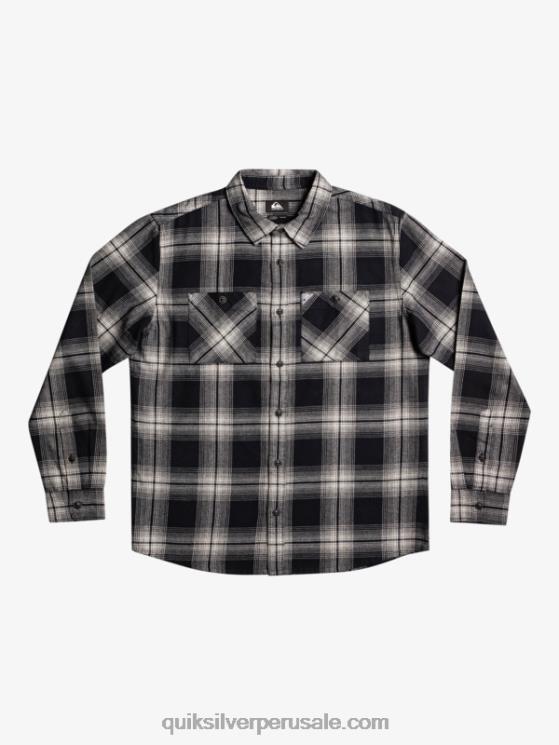 Quiksilver N8LNT1692 hombres saturno negro camisa de manga larga a cuadros saturno