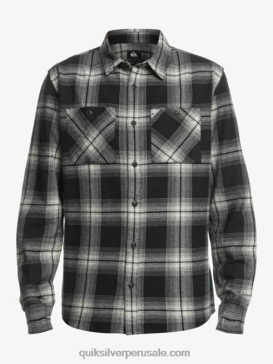 Quiksilver N8LNT1692 hombres saturno negro camisa de manga larga a cuadros saturno