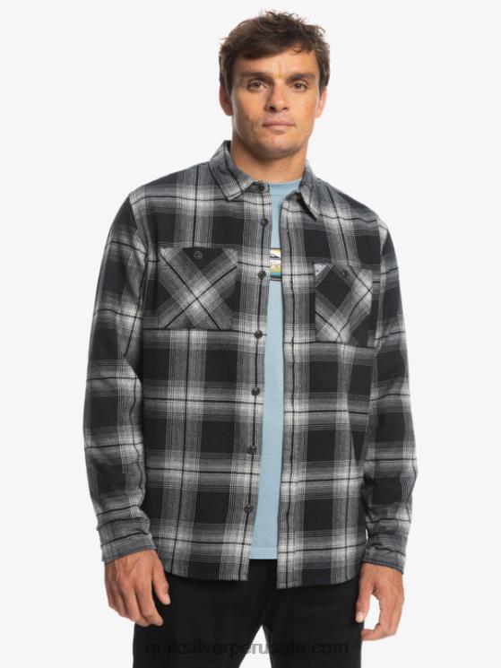 Quiksilver N8LNT1692 hombres saturno negro camisa de manga larga a cuadros saturno
