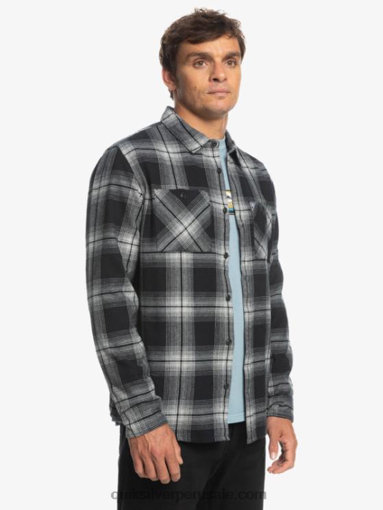 Quiksilver N8LNT1692 hombres saturno negro camisa de manga larga a cuadros saturno