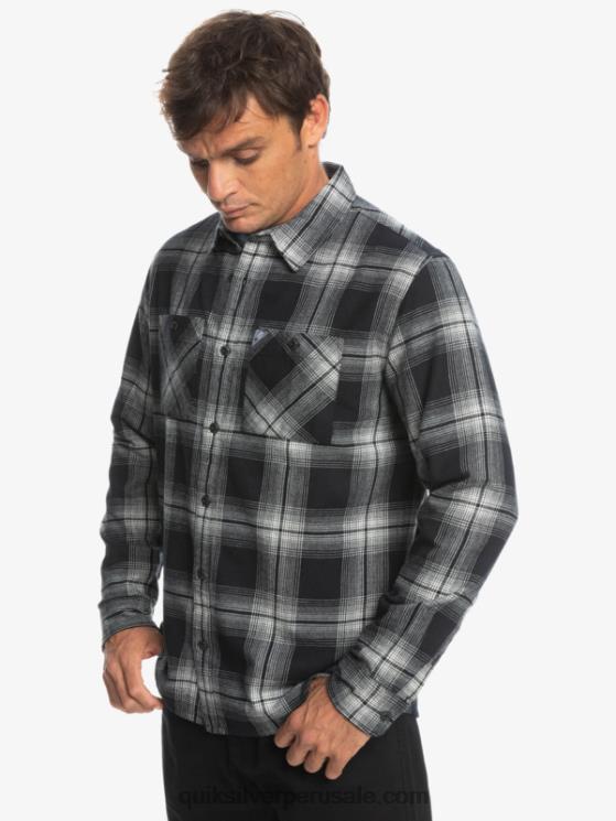Quiksilver N8LNT1692 hombres saturno negro camisa de manga larga a cuadros saturno