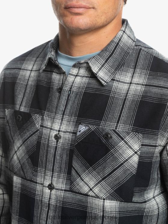 Quiksilver N8LNT1692 hombres saturno negro camisa de manga larga a cuadros saturno