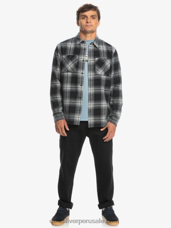 Quiksilver N8LNT1692 hombres saturno negro camisa de manga larga a cuadros saturno