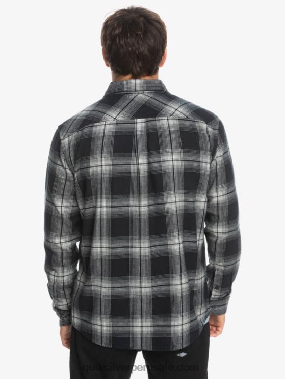 Quiksilver N8LNT1692 hombres saturno negro camisa de manga larga a cuadros saturno