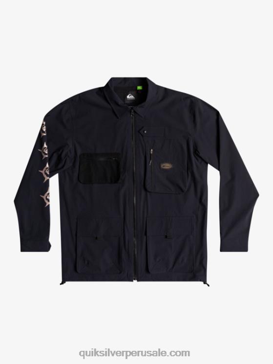 Quiksilver N8LNT1717 hombres negro camisa de manga larga bajo el cielo