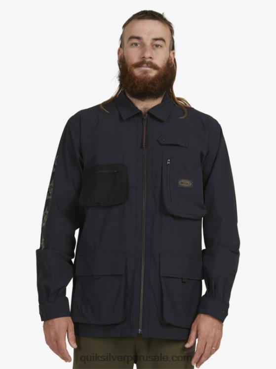 Quiksilver N8LNT1717 hombres negro camisa de manga larga bajo el cielo