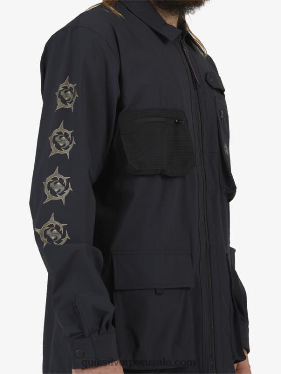 Quiksilver N8LNT1717 hombres negro camisa de manga larga bajo el cielo