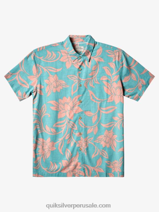 Quiksilver N8LNT288 hombres azul turquesa todos los fines de semana w camisa de manga corta waterman cada fin de semana