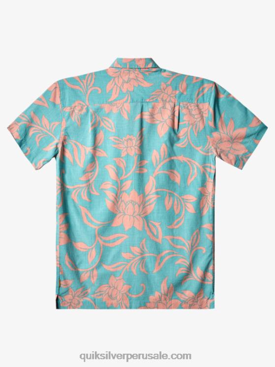 Quiksilver N8LNT288 hombres azul turquesa todos los fines de semana w camisa de manga corta waterman cada fin de semana