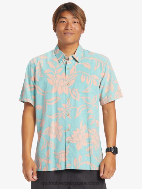 Quiksilver N8LNT288 hombres azul turquesa todos los fines de semana w camisa de manga corta waterman cada fin de semana