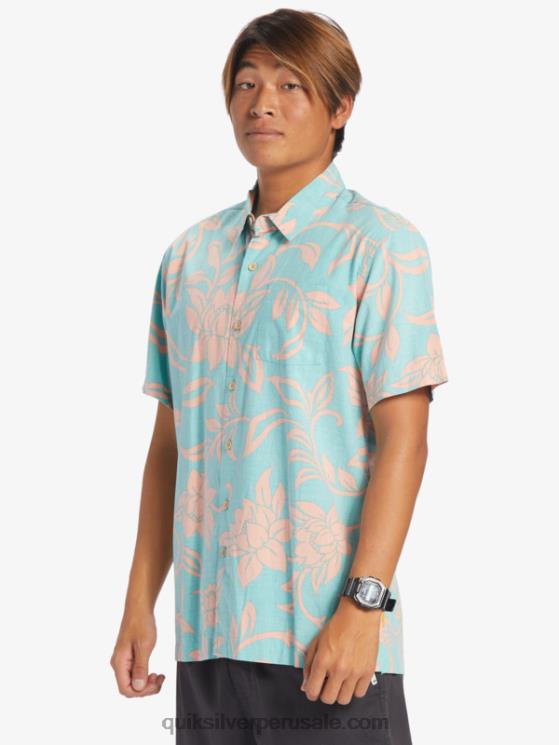 Quiksilver N8LNT288 hombres azul turquesa todos los fines de semana w camisa de manga corta waterman cada fin de semana