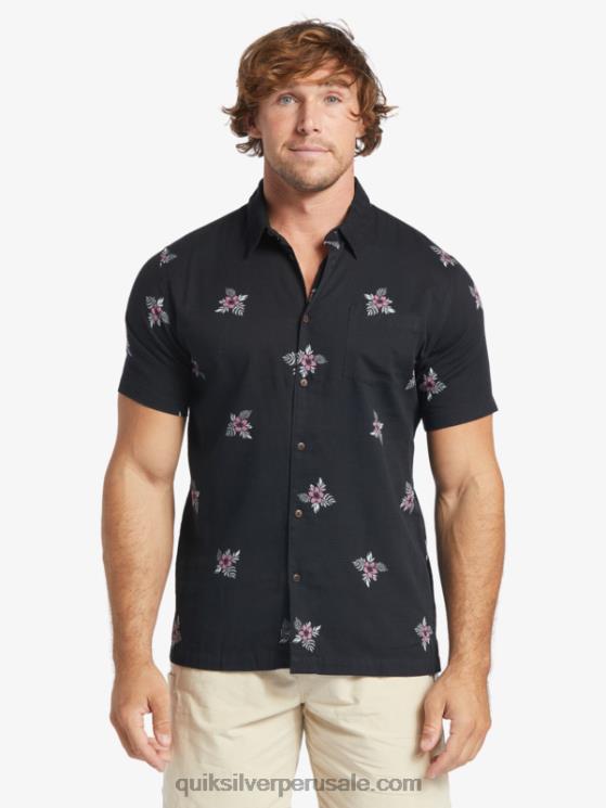 Quiksilver N8LNT424 hombres pequeños pedales negros camiseta manga corta pedales pequeños waterman