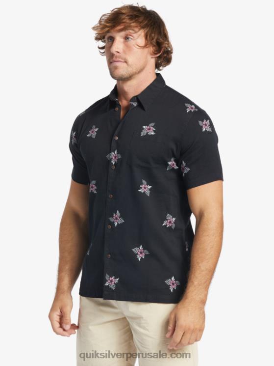 Quiksilver N8LNT424 hombres pequeños pedales negros camiseta manga corta pedales pequeños waterman