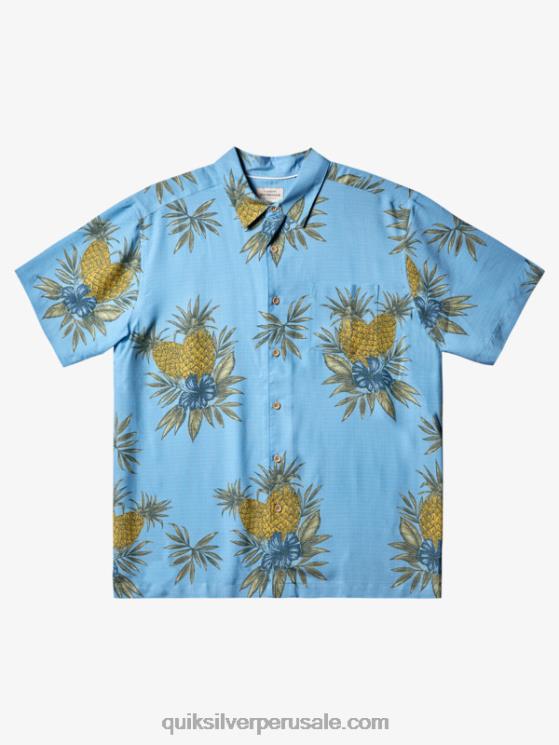 Quiksilver N8LNT448 hombres trabajo de campo azul anochecer camisa de manga corta de trabajo de campo waterman
