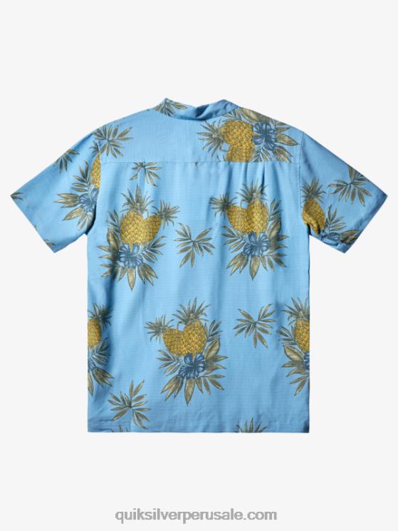 Quiksilver N8LNT448 hombres trabajo de campo azul anochecer camisa de manga corta de trabajo de campo waterman