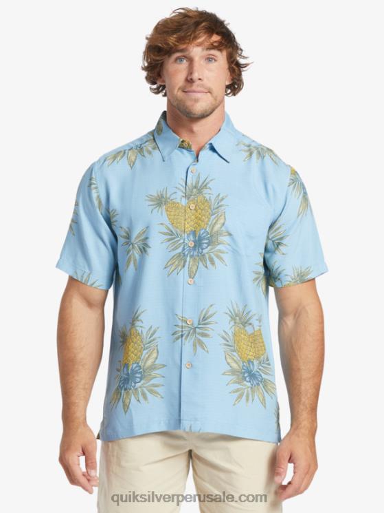 Quiksilver N8LNT448 hombres trabajo de campo azul anochecer camisa de manga corta de trabajo de campo waterman