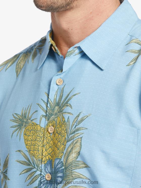 Quiksilver N8LNT448 hombres trabajo de campo azul anochecer camisa de manga corta de trabajo de campo waterman