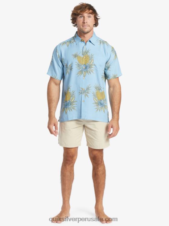 Quiksilver N8LNT448 hombres trabajo de campo azul anochecer camisa de manga corta de trabajo de campo waterman